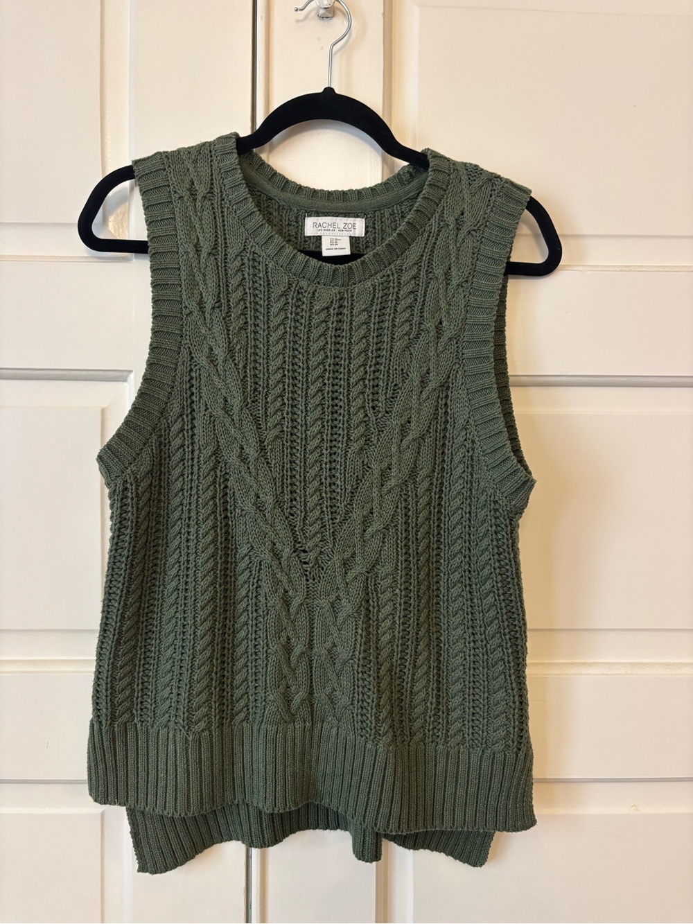 Rachel Zoe Olive Cable Knit Sweater Vest